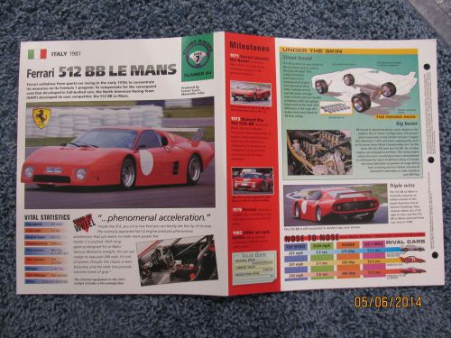 ★★ 1981 ferrari 512 bb le mans -  collector brochure -  specs info ★★