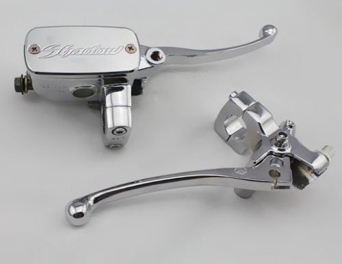 Chrome 1&#034; handlebar control reservoir brake 14mm shadow clutch lever motorycycle