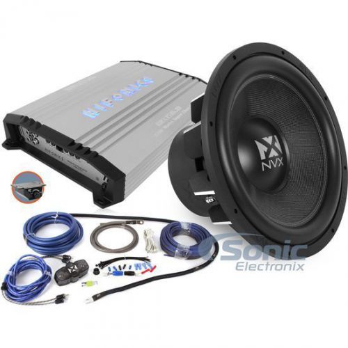 900w hifonics + nvx bass bundle: 15&#034; vc subwoofer + brutus monoblock amp + kit