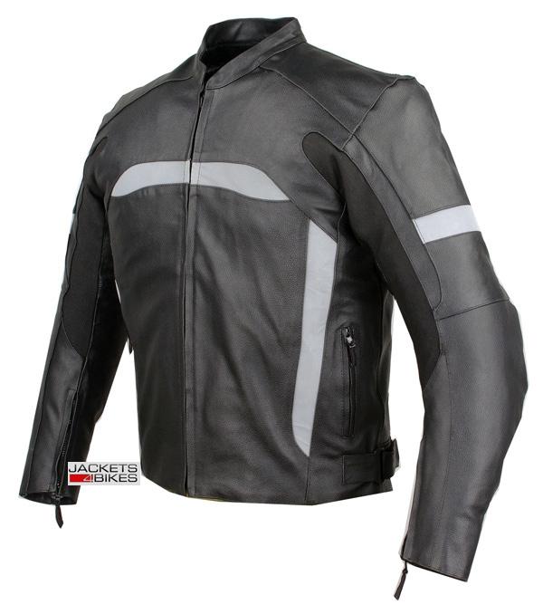 Drift motorcycle biker armor leather jacket black 48