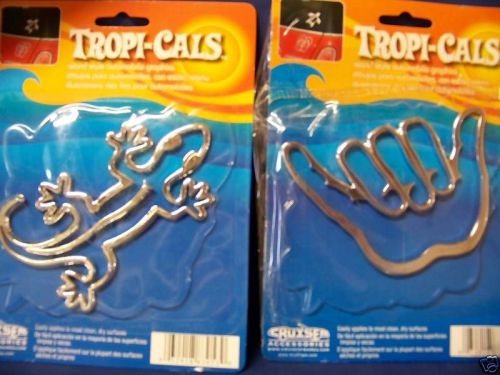 Lot of 2 ~ ~ ~ shaka , gecko tropi-cals 3d decals- chrome plated