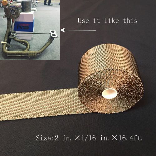 Titanium exhaust/header heat wrap, 2&#034; x 16.4ft. roll with stainless ties kit h