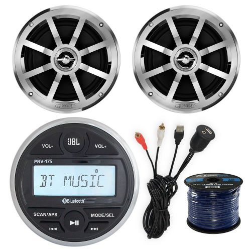 Jbl prv175 gauge marine bluetooth receiver, 2x jensen 6.5&#034; speakers, rca cable