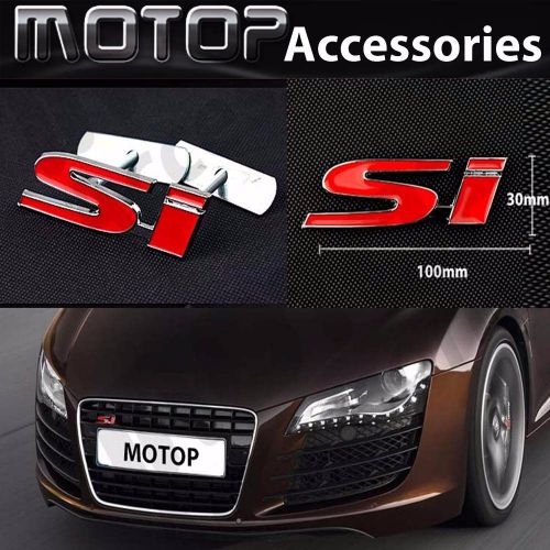 Red si logo 3d metal si racing front hood grille badge emblem car decoration