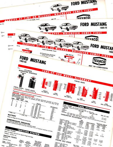 1965 1966 1967 1968 1969 to 1971 ford mustang lube lubrication tune-up charts 2