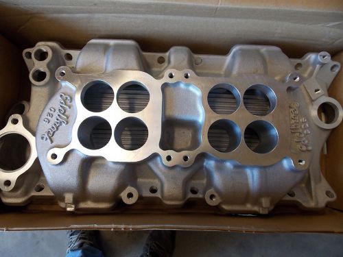 New edelbrock 5425 aluminum dual quad sb chevrolet intake manifold