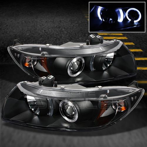 06-10 honda civic 2dr coupe jdm black dual halo projector headlights lamps pair