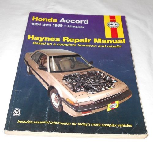 1984-1989 honda accord automotive repair manual for all models - haynes# 42011