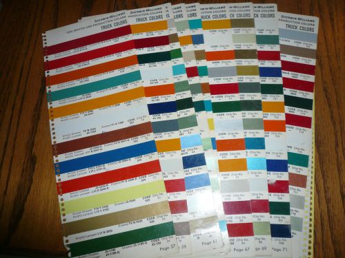 1972 commercial truck colors sherwin-williams color chip paint sample