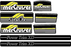 Mercruiser the new yellow alpha one gen. one  decals  w / gray rams sticker set