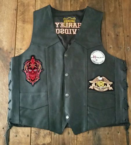 Men&#039;s side lace up black leather harley davidson vest size 40