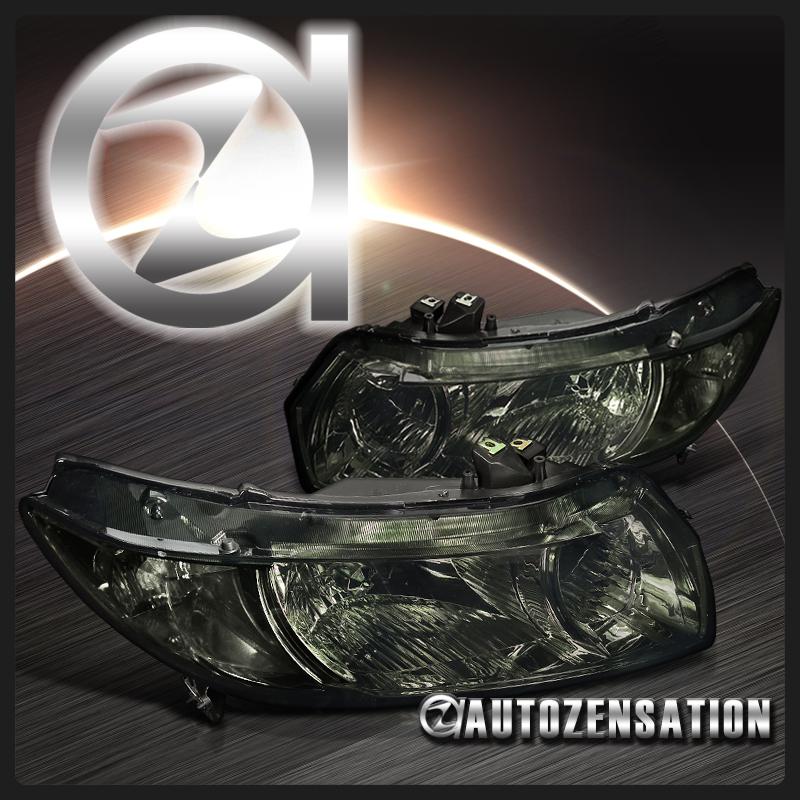 06-11 honda civic 2dr coupe smoke crystal headlights left+right