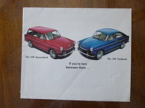 Vintage 1967 vw volkswagen fastback squareback dealer sales brochure book