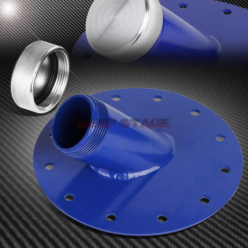 Fuel cell gas tank 45° degree 1.5&#034; remote fill 2.75&#034; filler neck pipe+cap blue