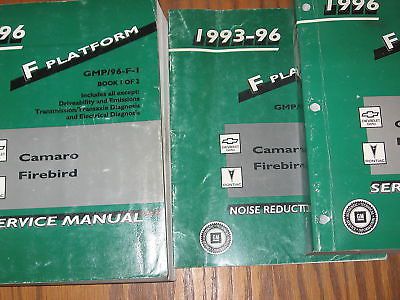 1996 chevrolet camaro pontiac firebird factory shop service manual set of 3