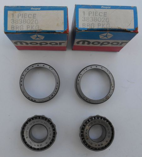 An nos pair of mopar front outer wheel bearing &amp; race made in usa a2 3838020 new