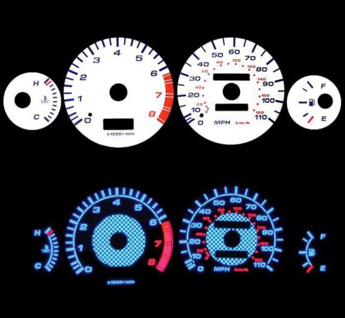 New 93-97 toyota corolla blue indiglo glow white gauges 93 94 95 96 97