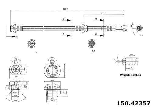 Centric parts 150.42357 rear brake hose