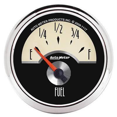 Autometer cruiser electrical fuel level gauge 2 1/16" dia ivory/black face 1117