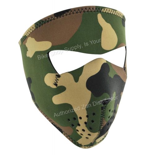 Zan headgear wnfms118, neoprene full mask, child size,  revrs blk, woodland camo