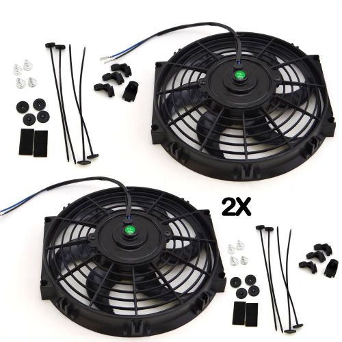 2x 10&#034; inch universal slim fan push pull electric radiator cooling 12v mount kit