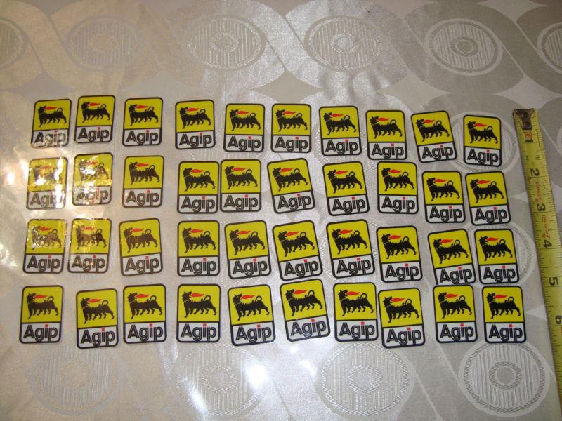 40 pc. agip motor oil rally racing decals ,ferrari ,le mans .italy