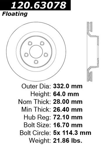 Centric 120.63078 front brake rotor/disc-premium rotor-preferred