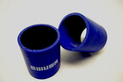 (2) 2.25" straight reinforced silicone coupler hose blu