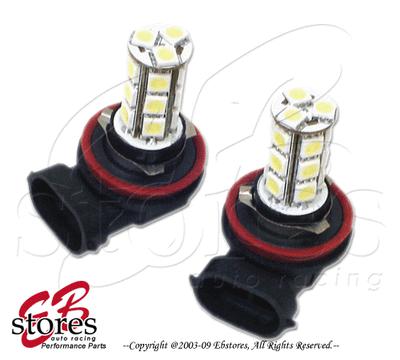 Led h8 xenon hid white 18 smds foglight light bulbs 2pc