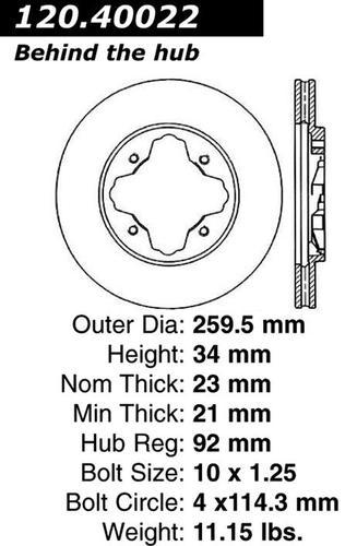 Centric 120.40022 front brake rotor/disc-premium rotor-preferred