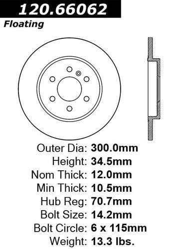 Centric 120.66062 rear brake rotor/disc-premium rotor-preferred