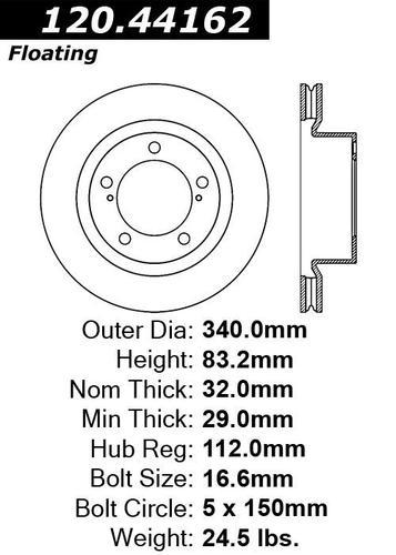 Centric 120.44162 front brake rotor/disc-premium rotor-preferred