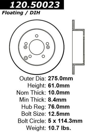 Centric 120.50023 rear brake rotor/disc-premium rotor-preferred