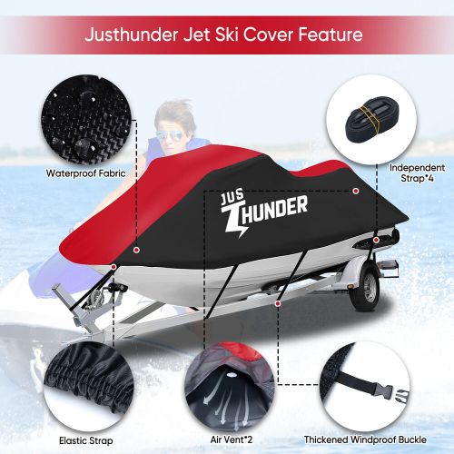 Justhunder jet ski cover marine grade oxford cloth uv protect lengths 115&#034;-120&#034;