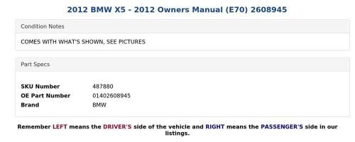 2012 bmw x5 - 2012 owners manual (e70) 2608945