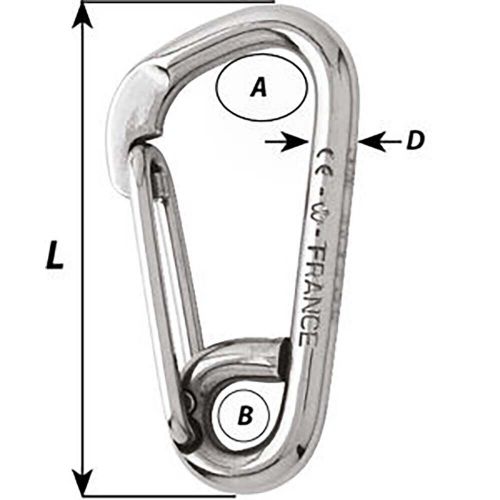 Wichard asymmetric carbine hook - length 100mm - 13/32&#034;