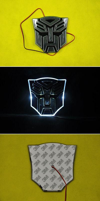 3d waterproof led transformers autobot emblem badge decal car sticker white