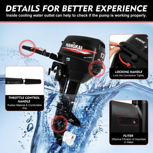 Hangkai 12 hp outboard motor 2 stroke boat engine marine motor cdi water cooling