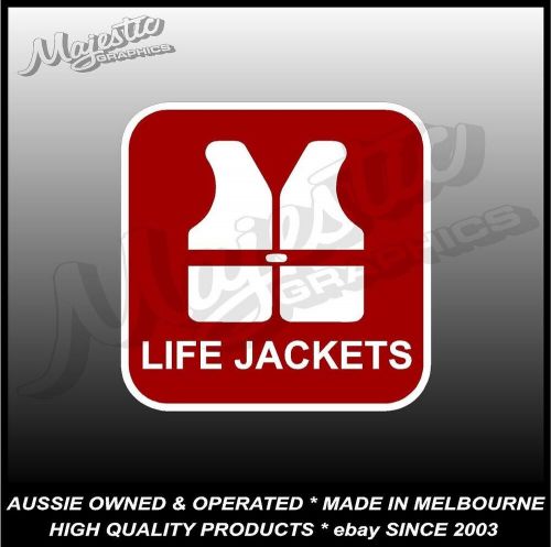 Life jackets - 118mm x 118mm  - boat safety - decal / sticker