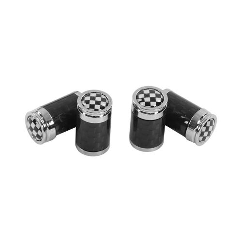 4pcs car tire valve stem cap carbon fiber aluminum alloy black white plaid repla