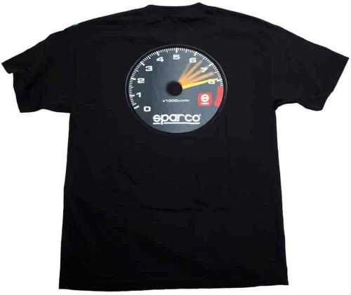 Sparco tach t shirt ultra 100 percent soft cotton fabric large black sp01600nr3l