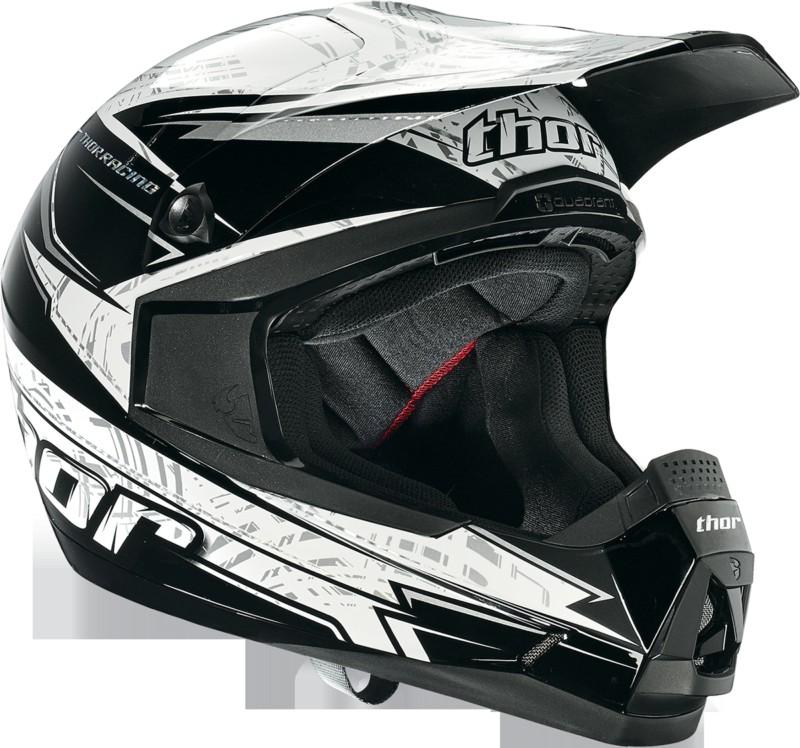 Mens thor quadrant stripe black motorcycle dirtbike dirt bike motocross helmet 