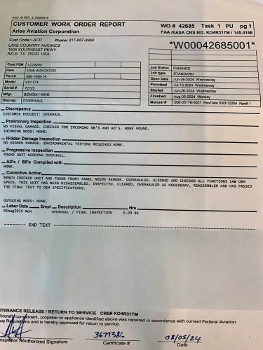 Dme indicator kdi574 066-1069-14 w/ august 2024 overhauled 8130