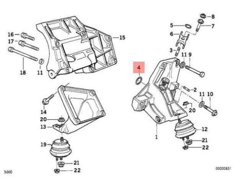 Genuine oe bmw 740i 740il 530i 540i engine mount bracket o-ring 12311718712