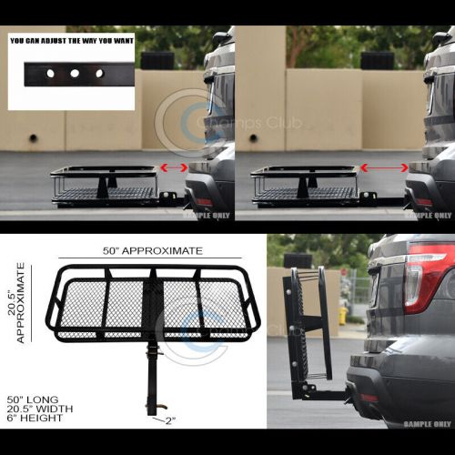 Universal 50&#034; blk mesh folding hitch cargo carrier rack basket car/truck/suv/van