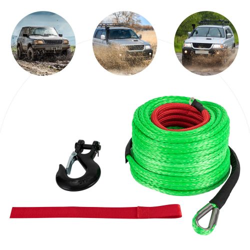 3/8x100&#034; synthetic winch rope with hook winch cable 30.48m/100ft 23809 lbs new