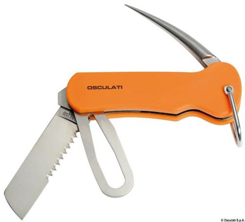 Osculati folding sail cutting device stainless steel orange handle 65mm