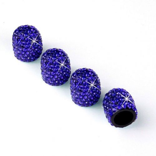 8pcs fashion diamond bling car tyre tire wheel rims air valve stem cap dark blue