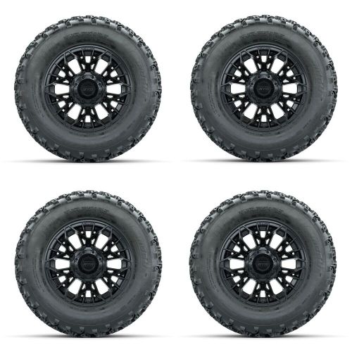 Golf cart gtw 12&#034; stellar black wheel | 23x10-12 rogue at tire | 4 set