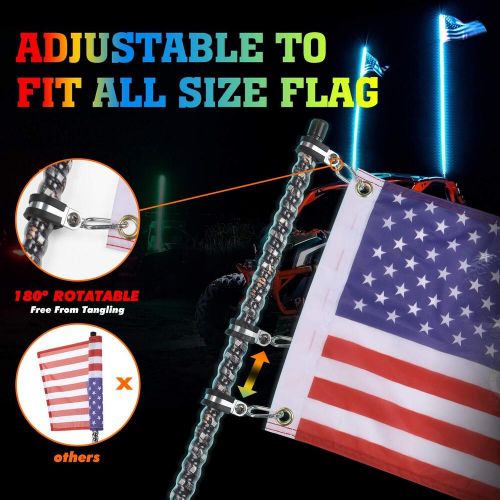 Bid pair 5ft spiral led rgb whip light antenna w/ flag &amp; remote for utv atv